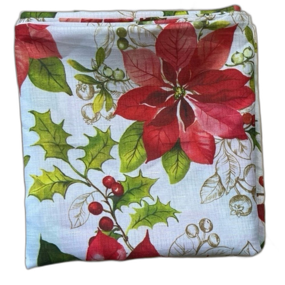 Festive Red and Green Holiday Tablecloth - Picture 1 of 4